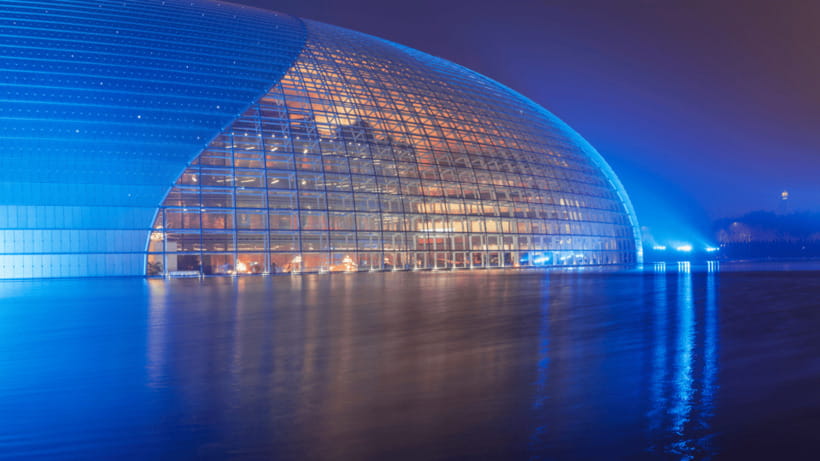 Beijing: Natinonal Center For The Peformance Arts Ticket - The shell, glass, and changing reflections