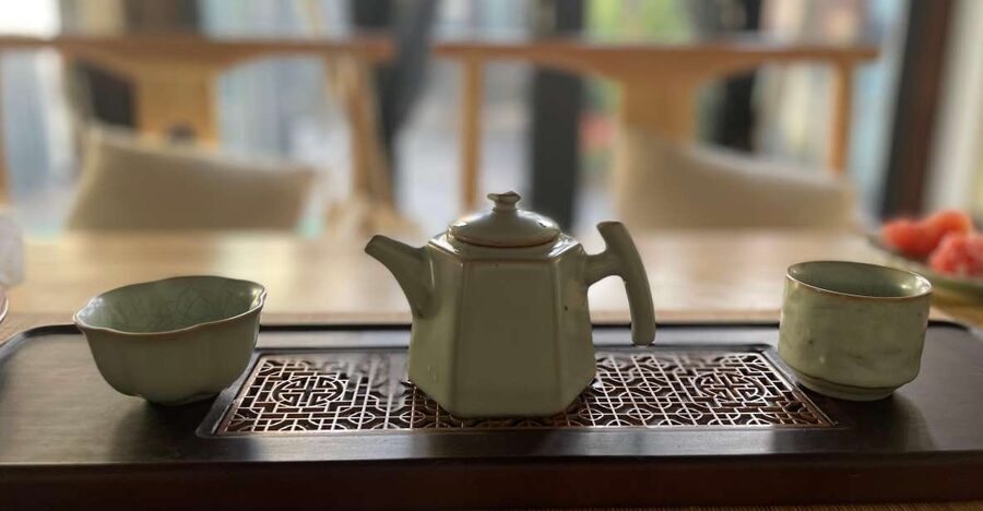 Chinese Tea ceremony in Beijing Hutong courtyard - Tea near the Forbidden City, not tea in a tourist mall