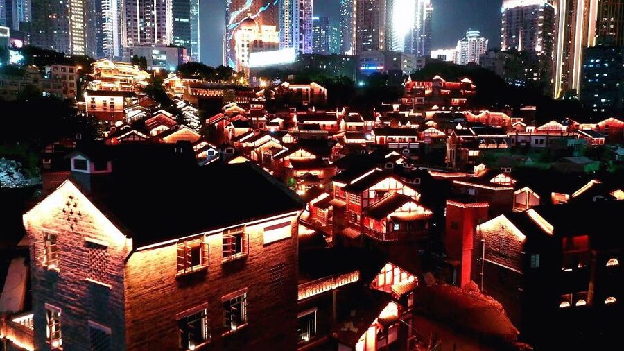 Chongqing: Illuminated Night Tour with Cruise or Hot Pot - Jiefangbei, where shopping meets street food