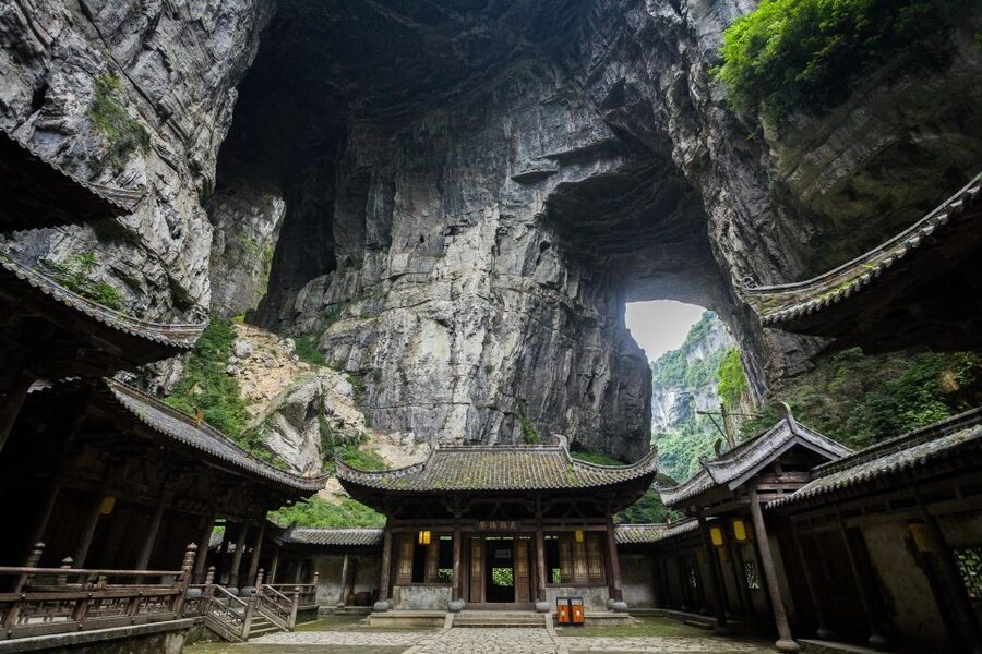 Chongqing: Private Day Tour to Wulong Karst Geological Park - Entering the Three Natural Bridges by glass elevator