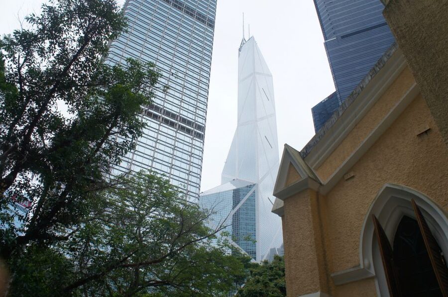 Hong Kong Heritage - Past to Present - St John’s Anglican Cathedral and a vanished harbour view