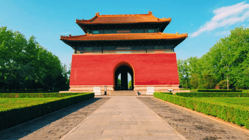 Ming Tombs Admission Ticket - Zhaoling and a restored Ming mausoleum